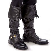 Lace Up Pirate Boot Covers - Black