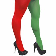 Elf Green & Red Opaque Tights - Adult Size