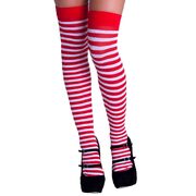 Red & White Stripe Thigh High Stockings - Adult Standard