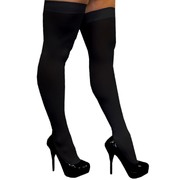 Black Opaque Thigh High Stockings - Adult Standard