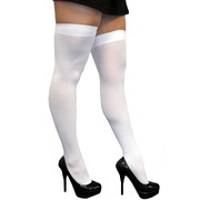White Thigh High Opaque Stockings - Adult Standard