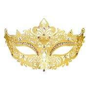 Metal Masquerade Mask - Gold with Rhinestones