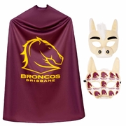 Brisbane Broncos Supporter Cape & Mask (NRL) - Youth Size