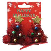 Christmas Tree Hair Clips - Red