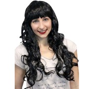 Curly Glamour Wig with Fringe - Black