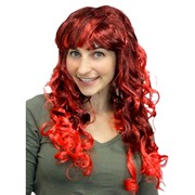 Curly Glamour Wig with Fringe - Red