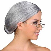 Old Lady Granny Grey Wig with Bun