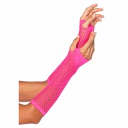 Fishnet Fingerless Gloves - Neon Pink