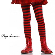 Girls Stripe Tights - Black & Red