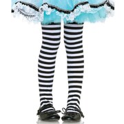 Girls Stripe Tights - Black & White