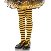 Girls Stripe Tights - Black &  Yellow