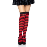 Black & Red Stripe Thigh High Stockings