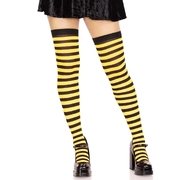 Black & Yellow Stripe Thigh High Stockings