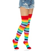 Rainbow Stripe Thigh High Socks - Adult