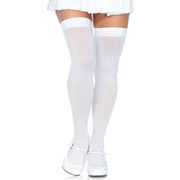 White Thigh High Stockings - Adult Plus Size