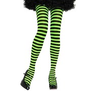 Black & Lime Stripe Tights - Adult