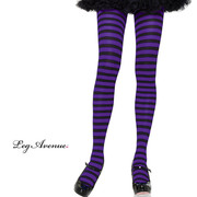 Tights - Adult - Stripe Tights - Black & Purple