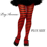 Black & Red Stripe Tights - Plus Size
