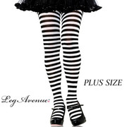 Black & White Stripe Tights - Plus Size