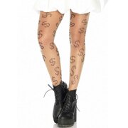 Dollar Sign Sheer Pantyhose - Nude/Black