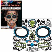 Day of the Dead Temporary Face Tattoo - Blue
