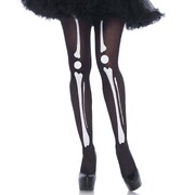 Skeleton Bone Tights (Black/White) - Adult Standard