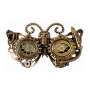 Steampunk Mask with Skull & Goggles - Gold & Black