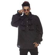 Black Ruffle Front Shirt - Adult