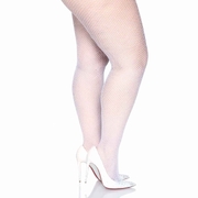 White Fishnet Tights - Plus Size