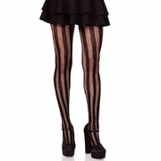 Black Net & Opaque Stripe Tights - Adult One Size