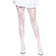 White Chantilly Floral Lace Tights - Adult One Size