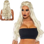 Braided Long Pale Blonde Wavy Wig