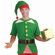 Jolly Elf Costume Kit (Shirt, Hat, Belt) - Adult