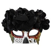 Day of the Dead Black Flower Eye Mask