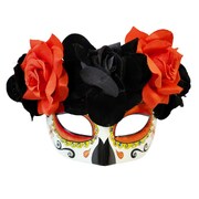 Day of the Dead Black/Red Flower Eye Mask