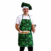 Marijuana Leaf Chef Hat & Apron Set - Adult One Size