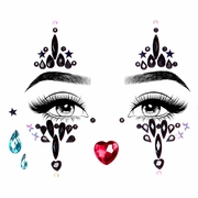 Harlequin Face Jewels Sticker - Black