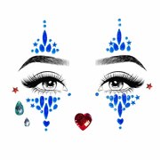 Harlequin Face Jewels Sticker - Blue