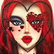 Queen of Hearts Adhesive Face Jewels Sticker (Red/Black)