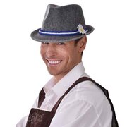 Grey Oktoberfest Fedora Hat - Adult One Size (60cm)