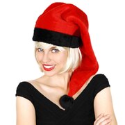 Long Plush Santa Hat - Red/Black