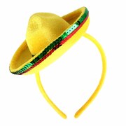 Mini Mexican Hat on Headband - Yellow