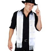 Gangster Scarf with Fringe - White