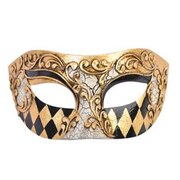 Anthony Harlequin Masquerade Eye Mask - Black & Gold