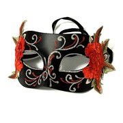 Aria Masquerade Eye Mask - Black/Silver/Coral
