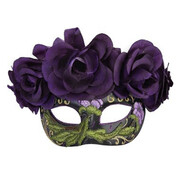 Mia Day of the Dead Eye Mask with Flowers (Purple/Black)