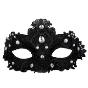 Crystal Lace Masquerade Eye Mask - Black