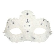 Crystal Lace Masquerade Eye Mask - White