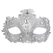 Crystal Lace Masquerade Eye Mask - Silver