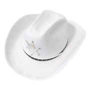 White Cowboy Hat with Black Band & Badge (Seconds)